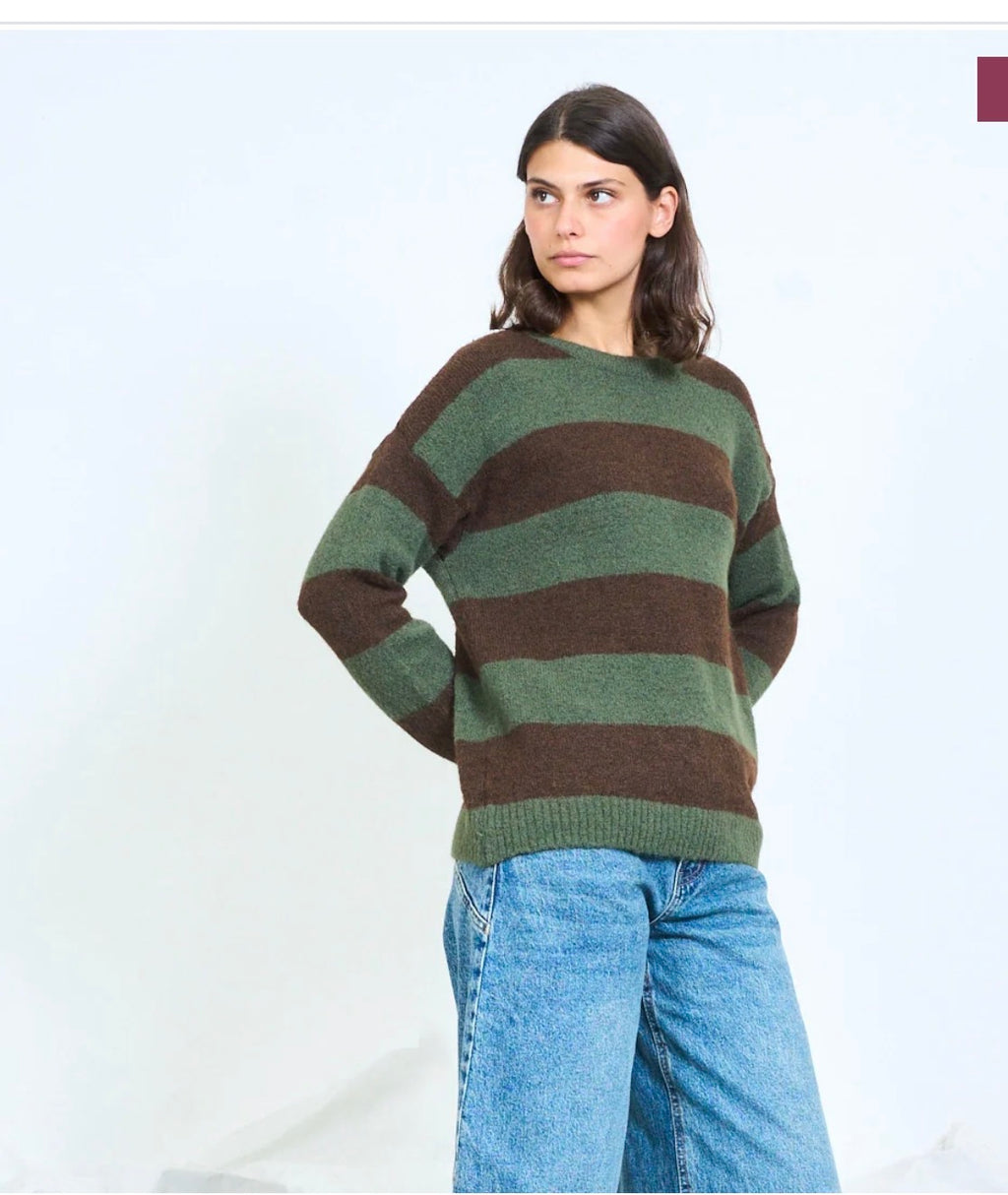 Lana wool contrast-striped Knit sweater