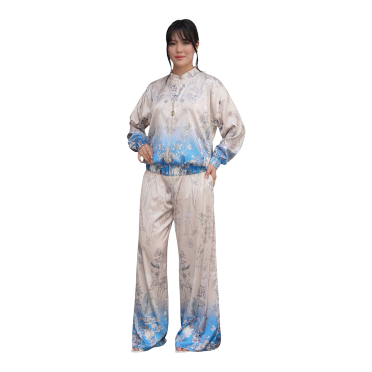 Elegantes 3-teiliges Damen-Set aus seidigem Stoff