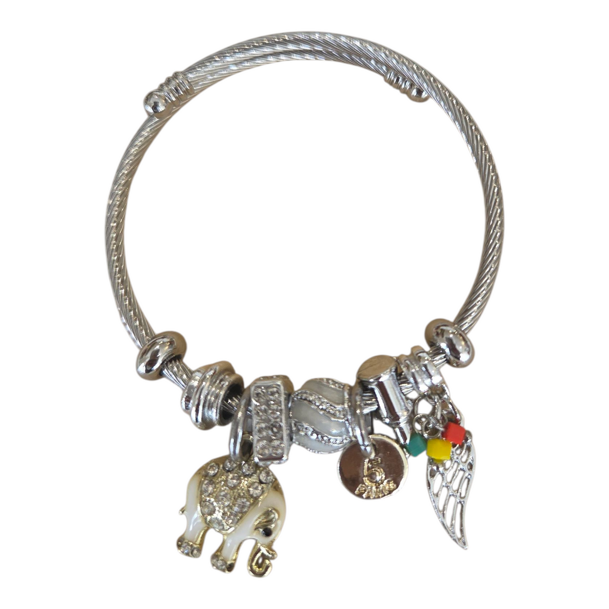 Charm Armbands Damenarmband aus Edelstahl – Gliederarmband mit Perlen und Kristall-Anhänger