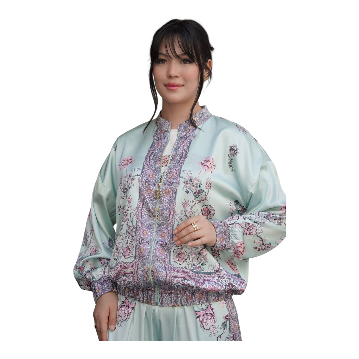Elegantes 3-teiliges Damen-Set aus seidigem Stoff