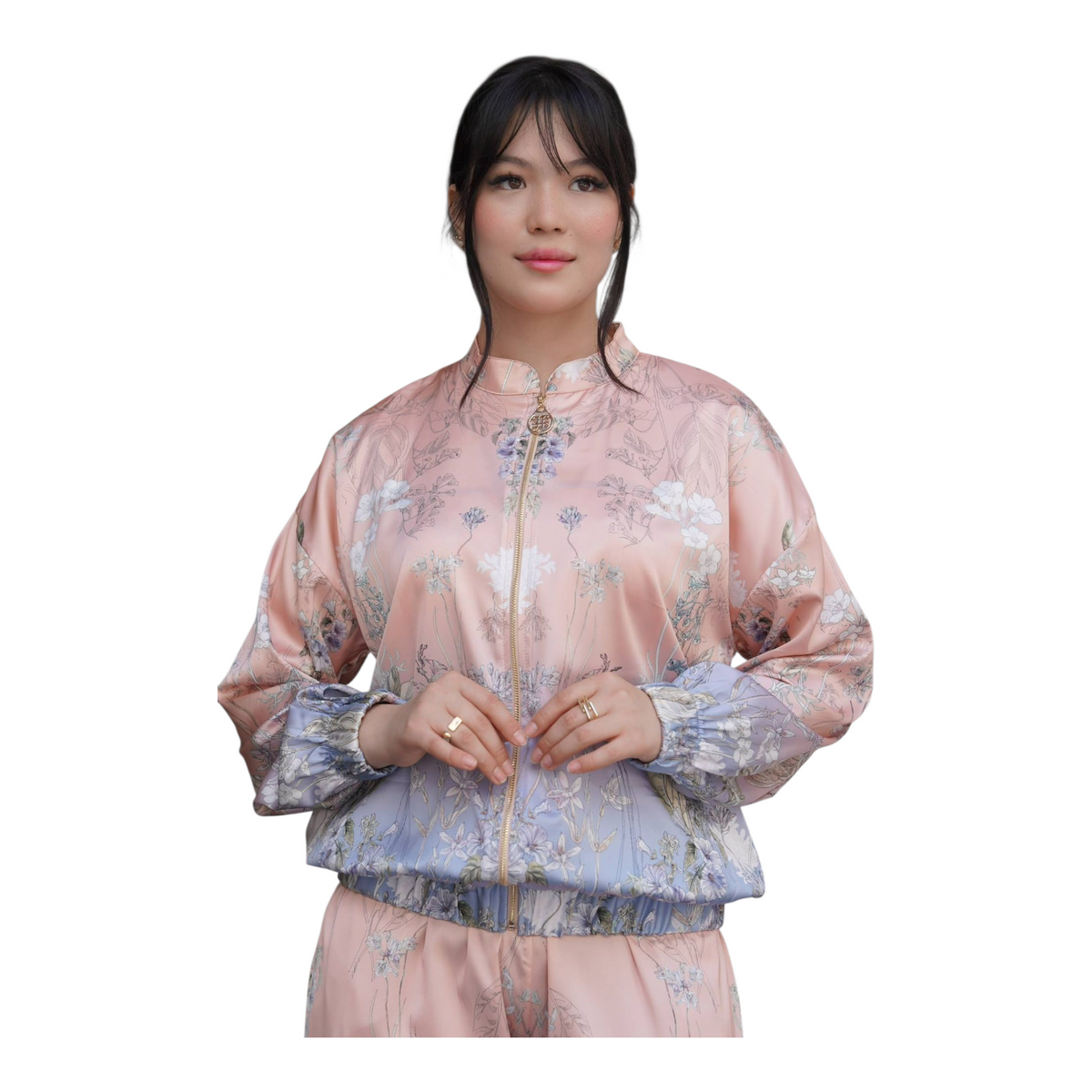 Elegantes 3-teiliges Damen-Set aus seidigem Stoff