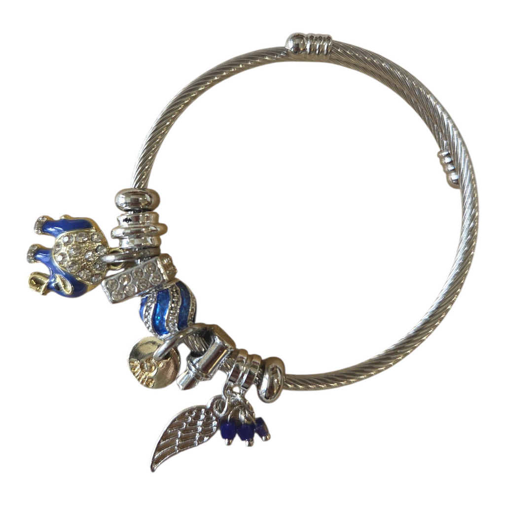 Charm Armbands Damenarmband aus Edelstahl – Gliederarmband mit Perlen und Kristall-Anhänger