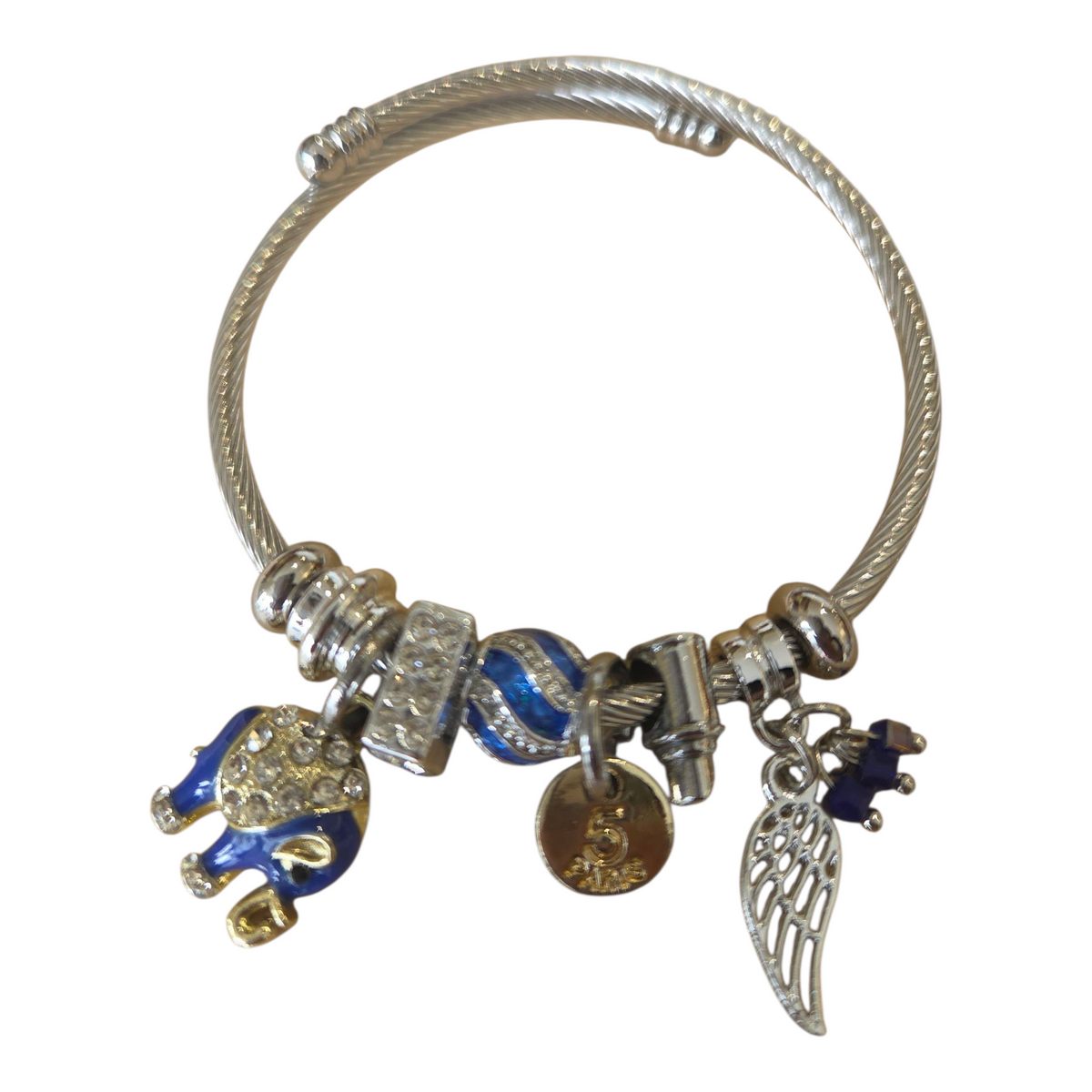 Charm Armbands Damenarmband aus Edelstahl – Gliederarmband mit Perlen und Kristall-Anhänger